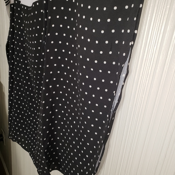 Milan Kiss Black/White Maxi Skirt, Sz L, Split sides and Attached Tie Belt - Picture 6 of 11